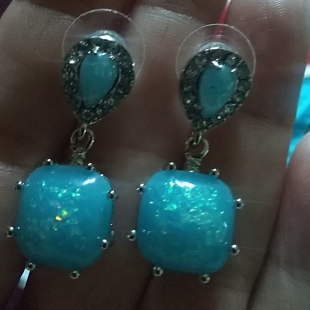 Blue opal earrings
